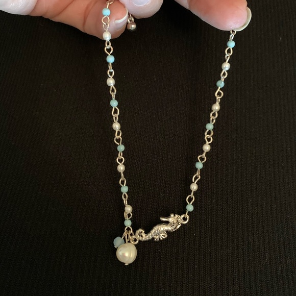 Anklet silver seahorse with beads - Picture 3 of 4